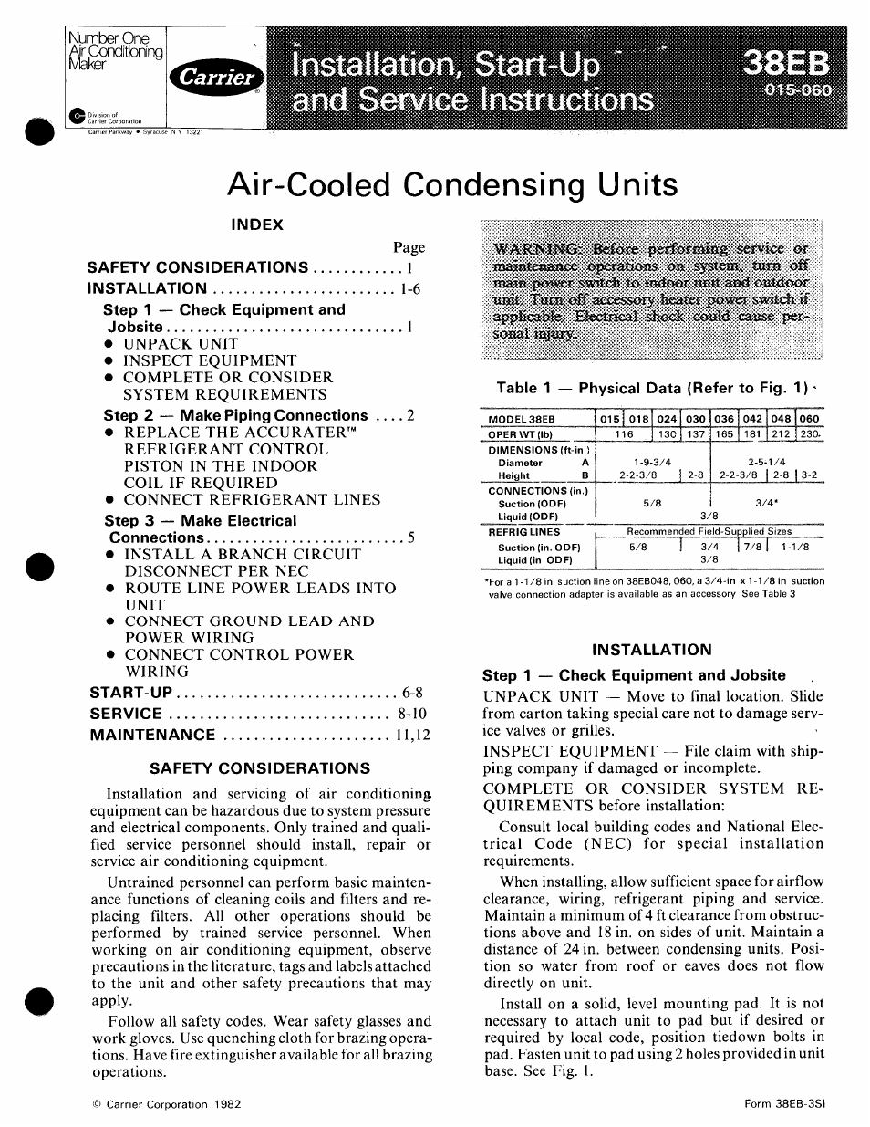 Carrier 38EB User Manual | 12 pages