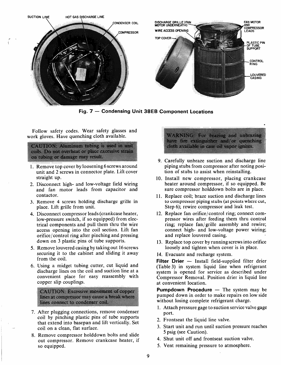 Fig. 7 — condensing unit 38eb component locations | Carrier 38EB User Manual | Page 9 / 12