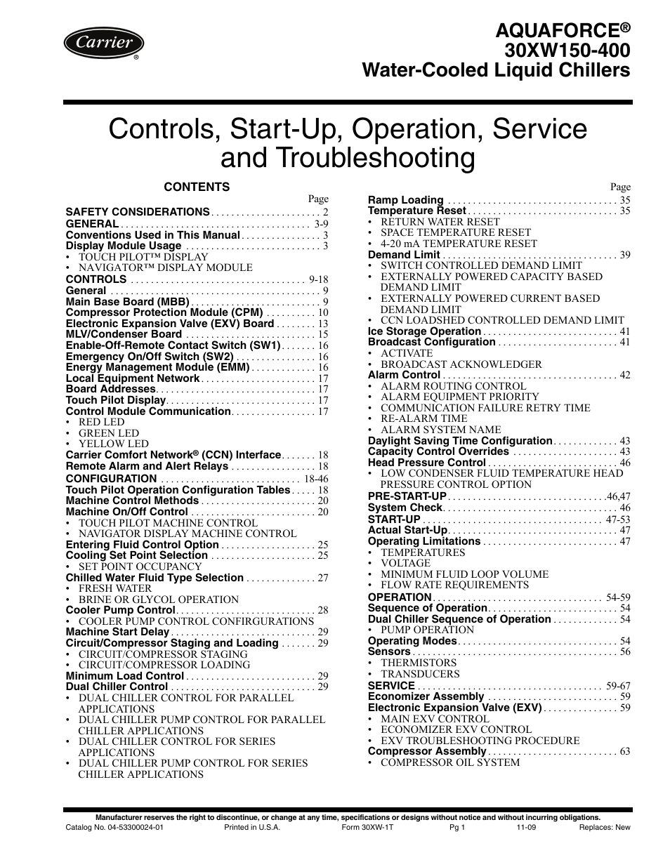 Carrier AQUAFORCE 30XW150-400 User Manual | 148 pages