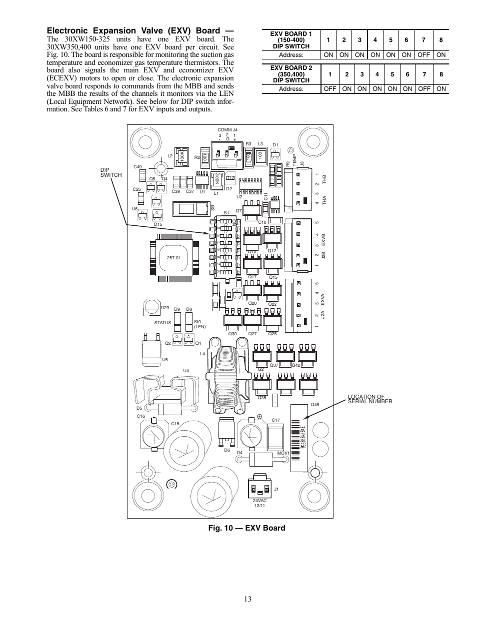 Electronic expansion valve (exv) board, Fig. 10 — exv board | Carrier AQUAFORCE 30XW150-400 User Manual | Page 13 / 148