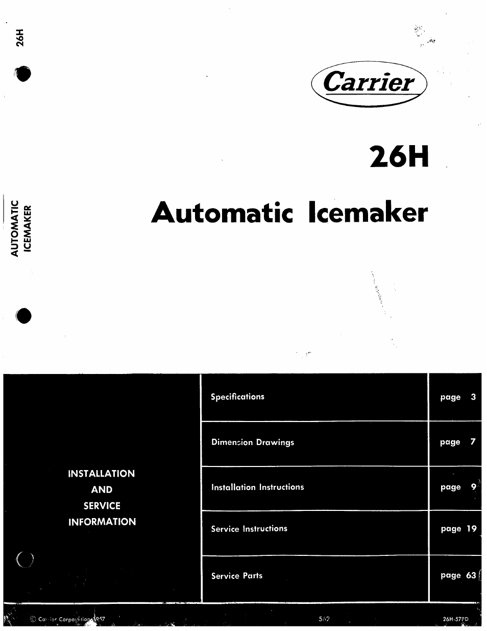 Carrier 26H User Manual | 64 pages