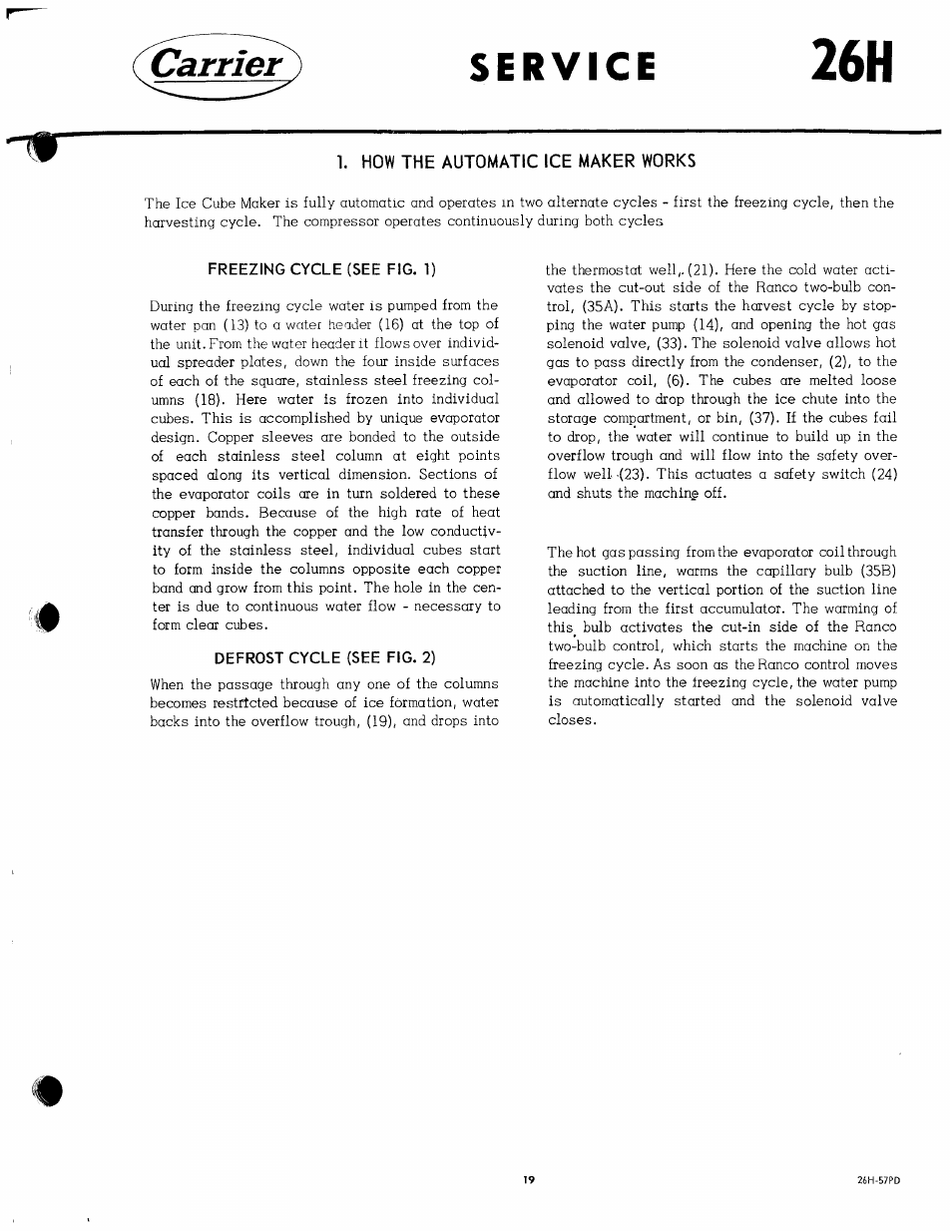 Freezing cycle (see fig. 1), Defrost cycle (see fig. 2), Carrier | Carrier 26H User Manual | Page 19 / 64