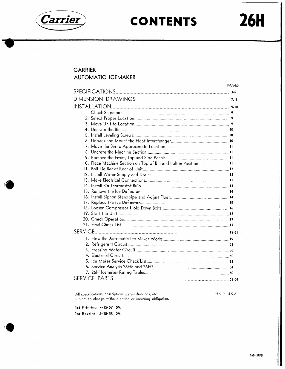 Carrier 26H User Manual | Page 2 / 64