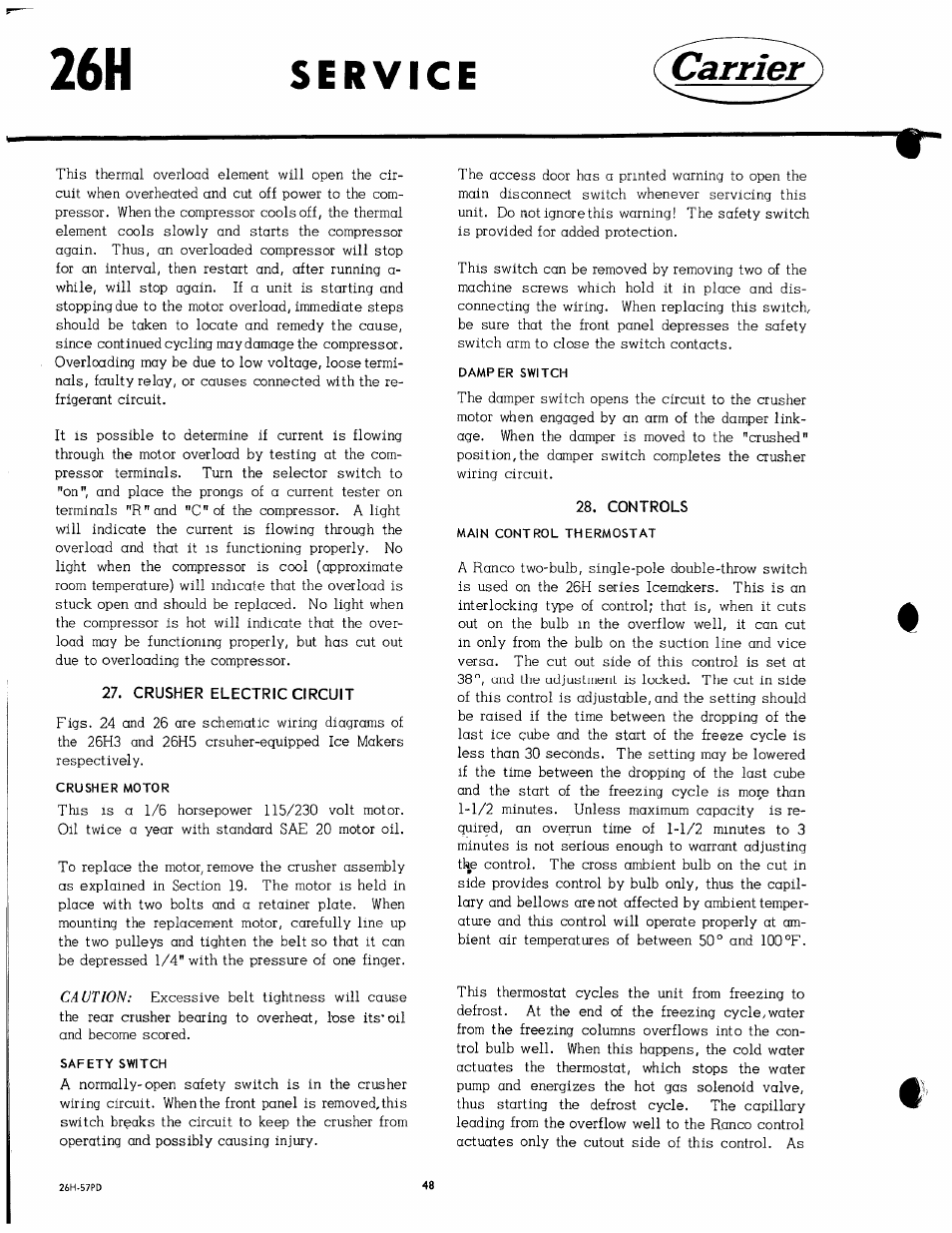 Crusher electric circuit, Controls, Carrier | Carrier 26H User Manual | Page 48 / 64