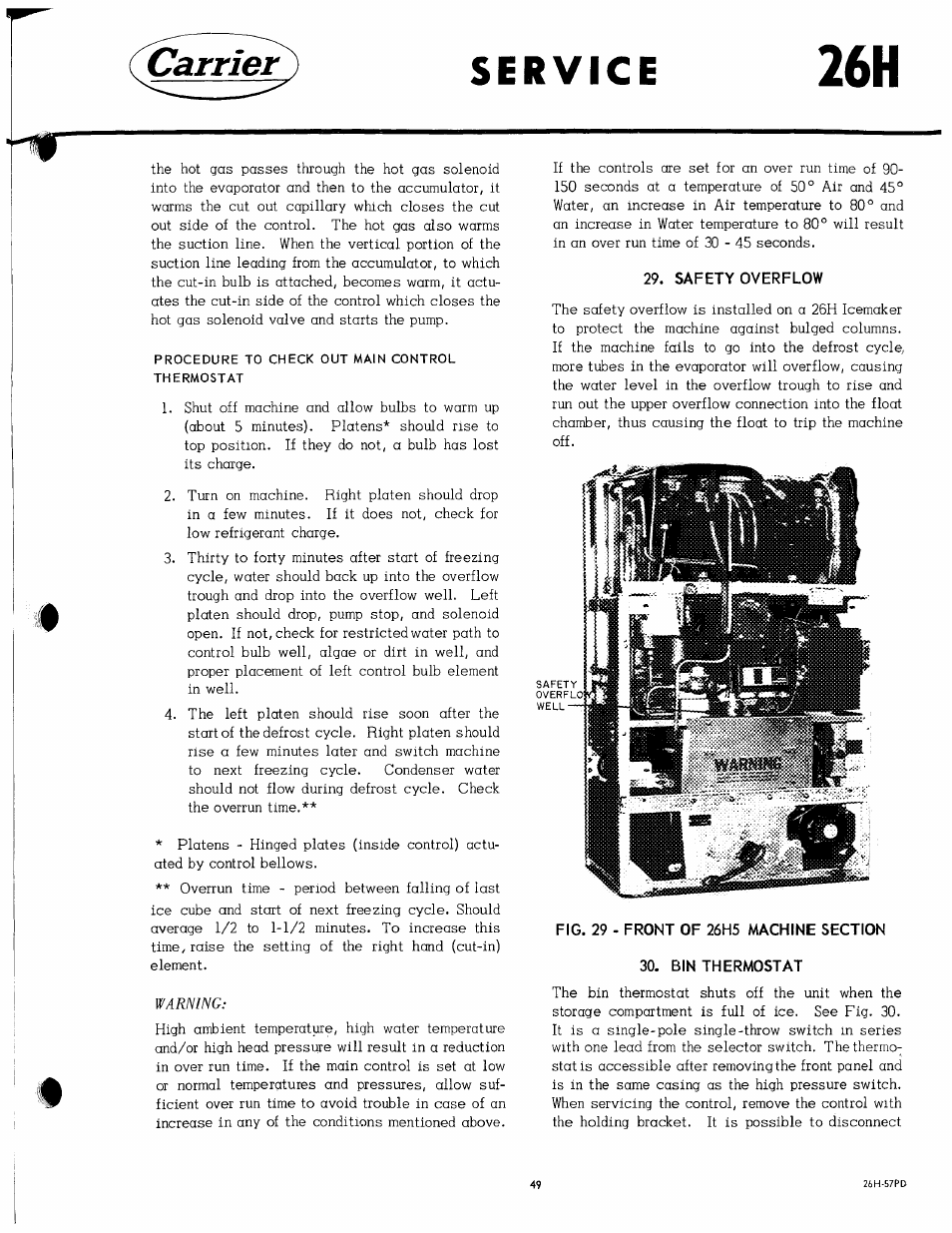 Safety overflow, Carrier | Carrier 26H User Manual | Page 49 / 64