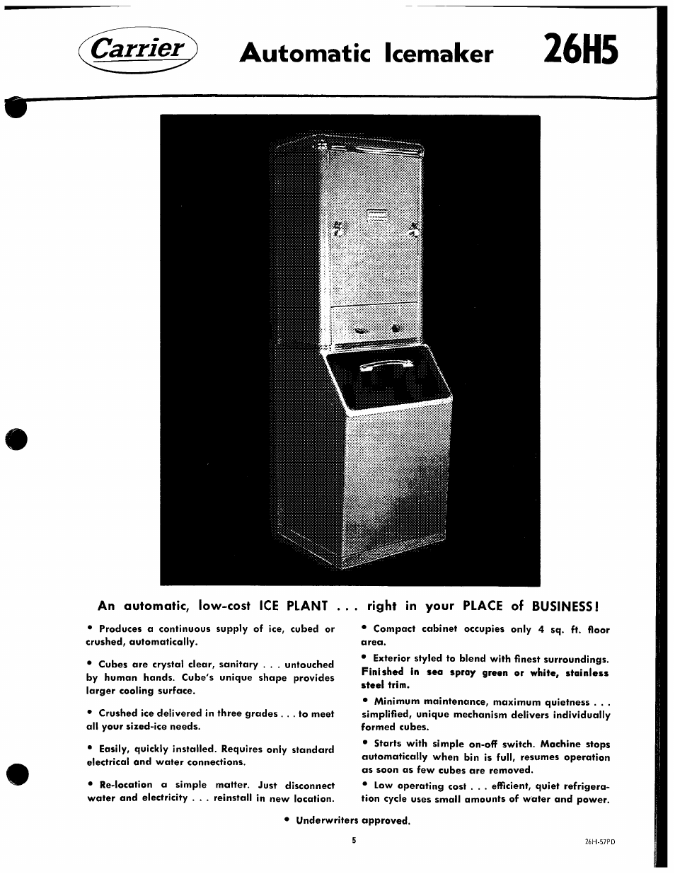 26h5, Automatic icemaker | Carrier 26H User Manual | Page 5 / 64