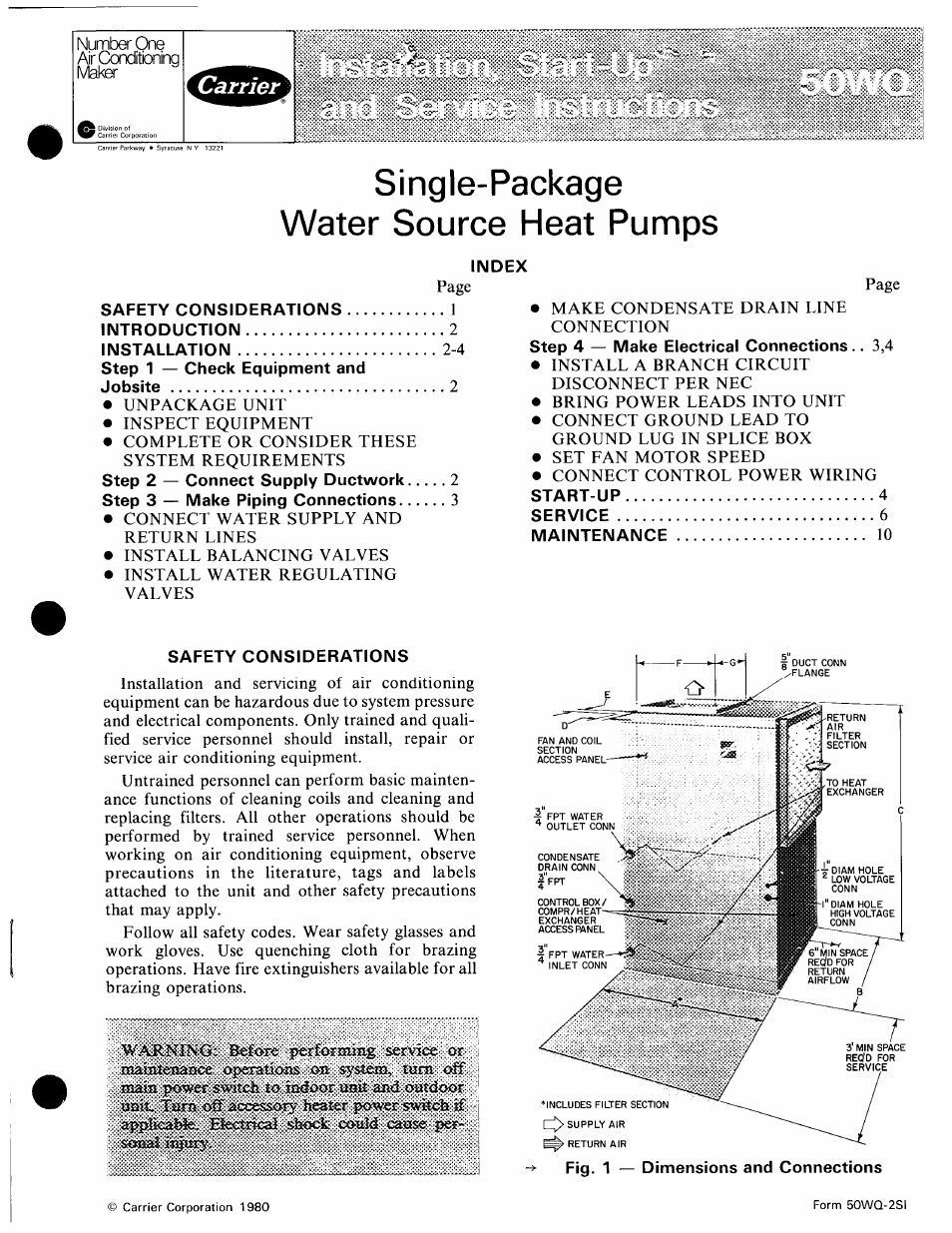 Carrier 50WQ User Manual | 12 pages