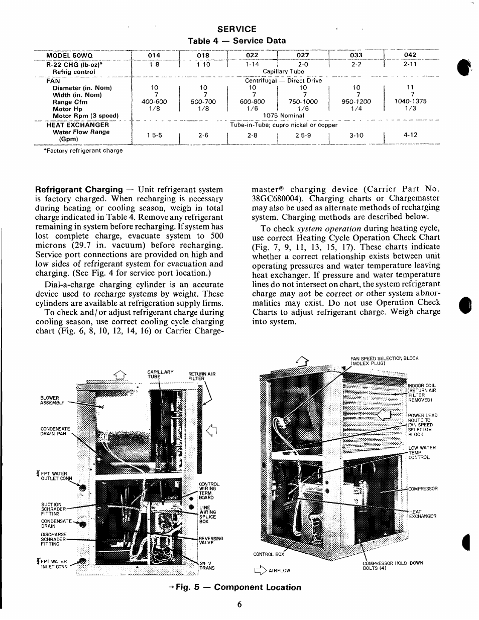Service, Component location | Carrier 50WQ User Manual | Page 6 / 12