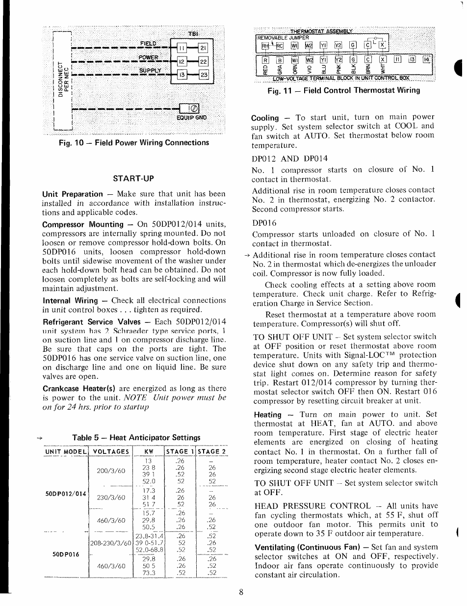 Start-up | Carrier 50DP User Manual | Page 8 / 14