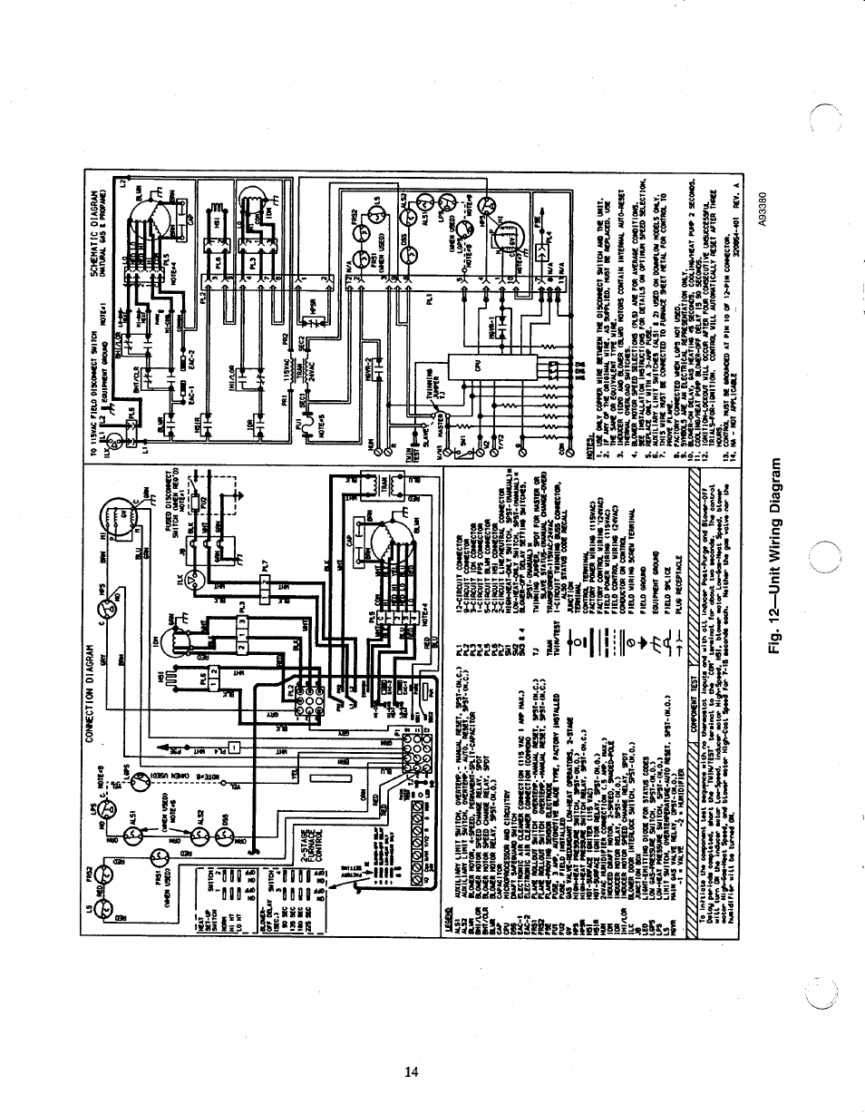 Fig. 12—unit wiring diagram, Жi_к3, 7////////////////á | Coj^wni-test, Ls ma, Цева, А.ш1 mi/ica, Blw cbj, Prsi m2 m rw rva 9t, Idft | Carrier 58TUA User Manual | Page 14 / 18