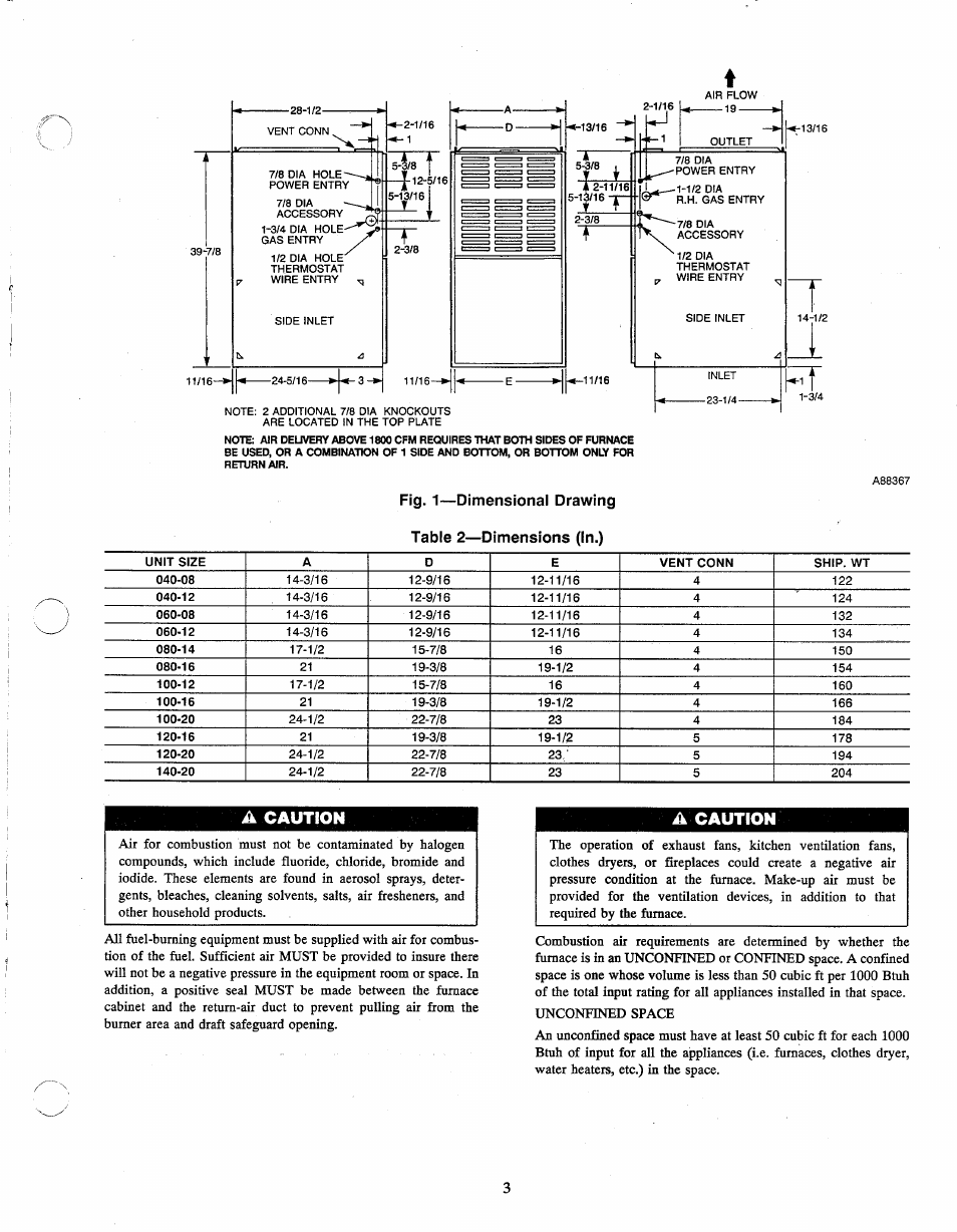 J. l, A caution | Carrier 58TUA User Manual | Page 3 / 18