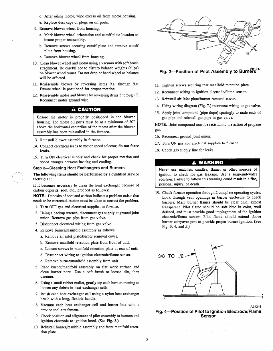 A caution, A warning | Carrier 58EFA User Manual | Page 3 / 6