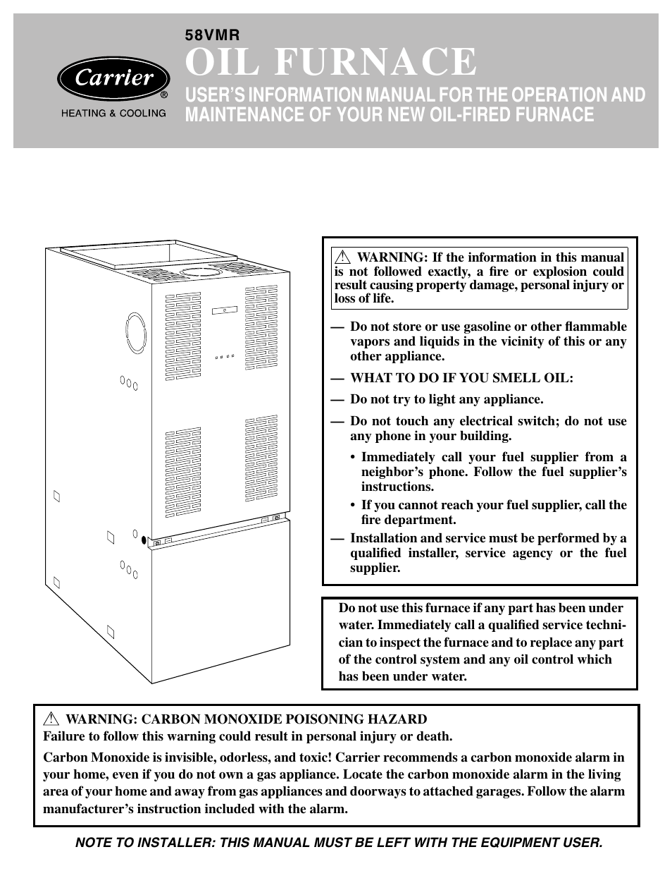 Carrier 58VMR User Manual | 8 pages