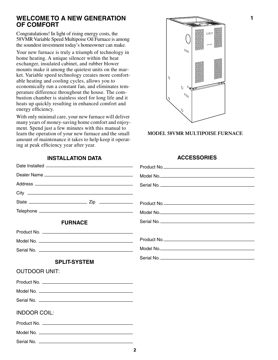 Welcome to a new generation of comfort | Carrier 58VMR User Manual | Page 2 / 8