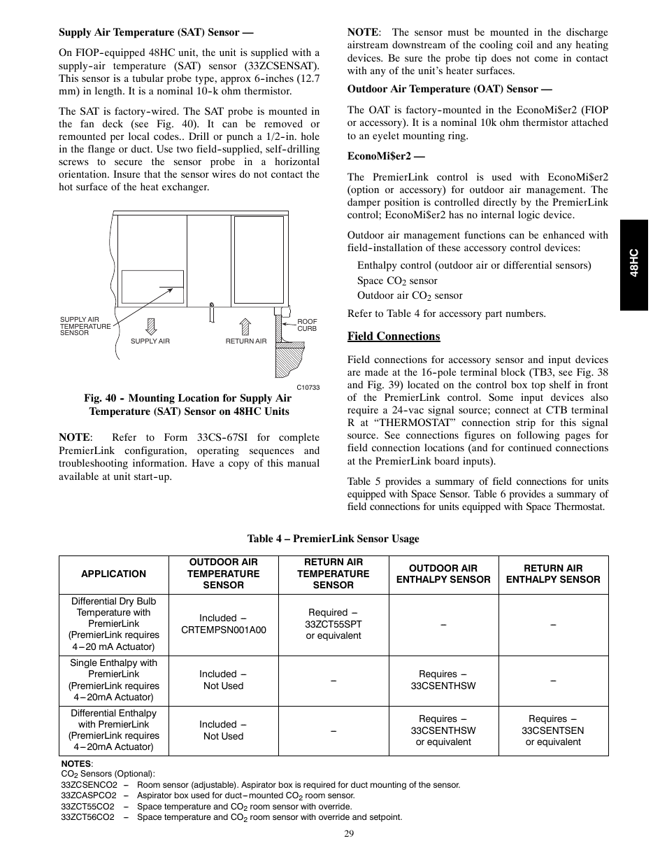 Field connections | Carrier SINGLE PACKAGE ROOFTOP 48HC User Manual | Page 29 / 52