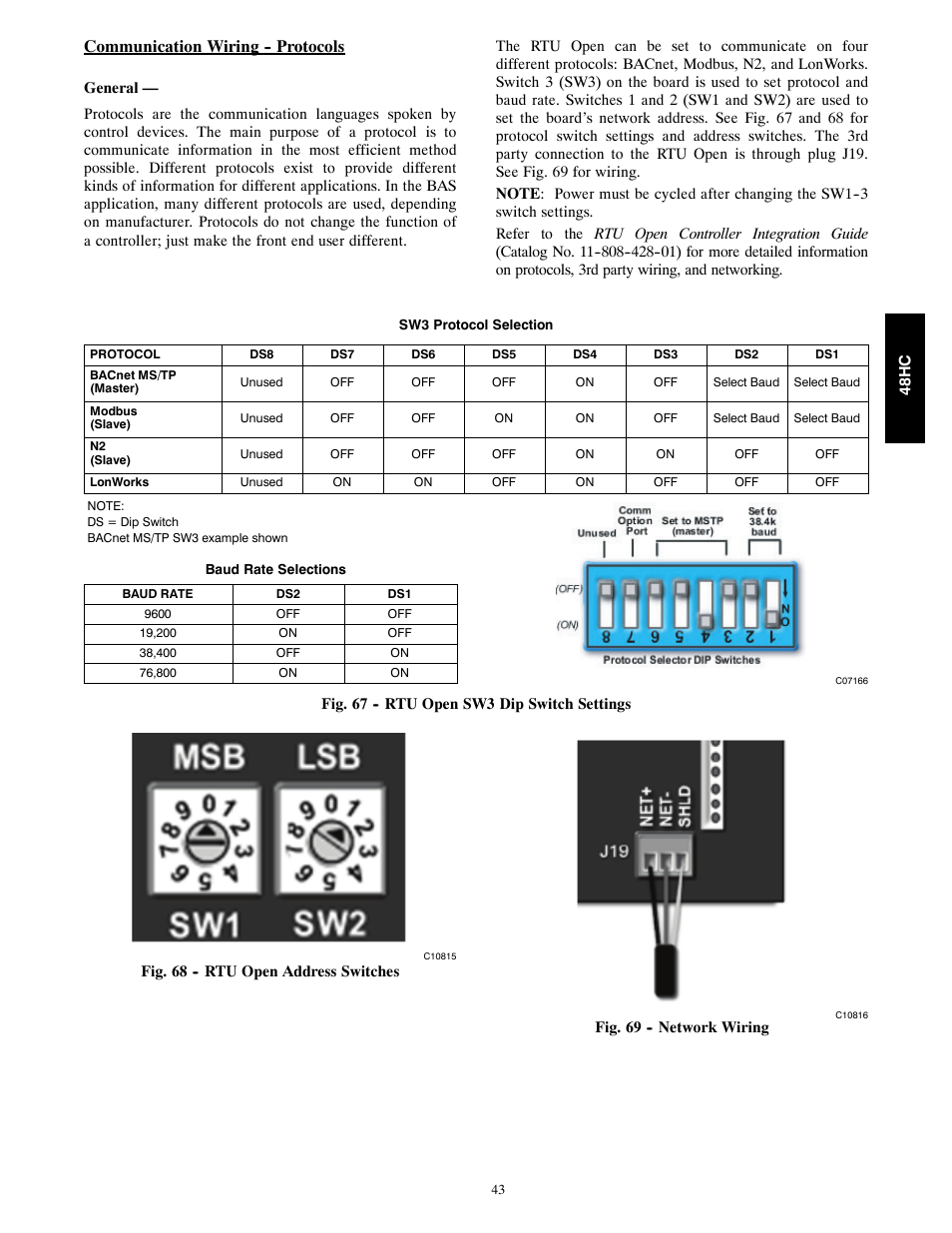 Communication wiring -- protocols | Carrier SINGLE PACKAGE ROOFTOP 48HC User Manual | Page 43 / 52