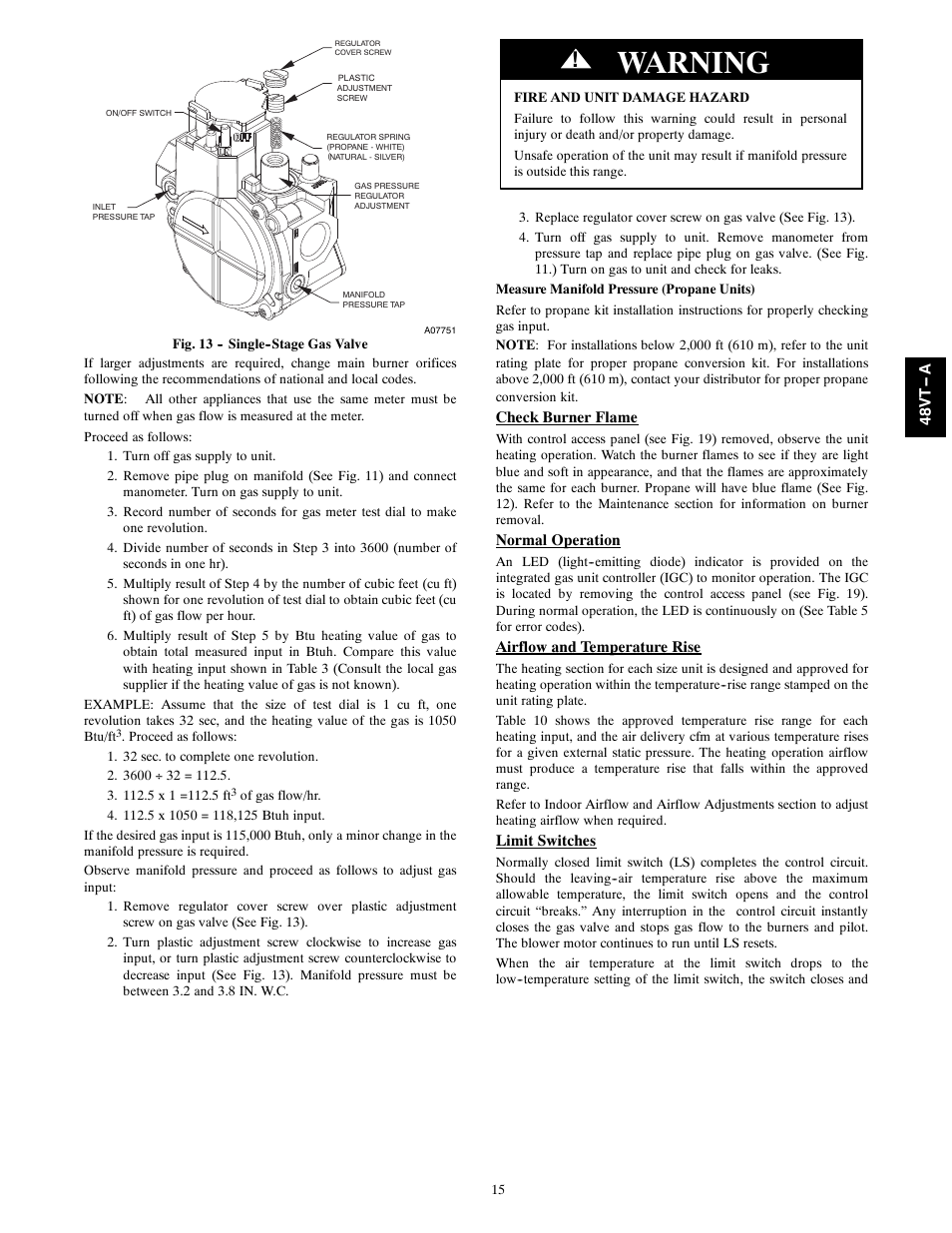 Warning | Carrier 48VT(N) User Manual | Page 15 / 38