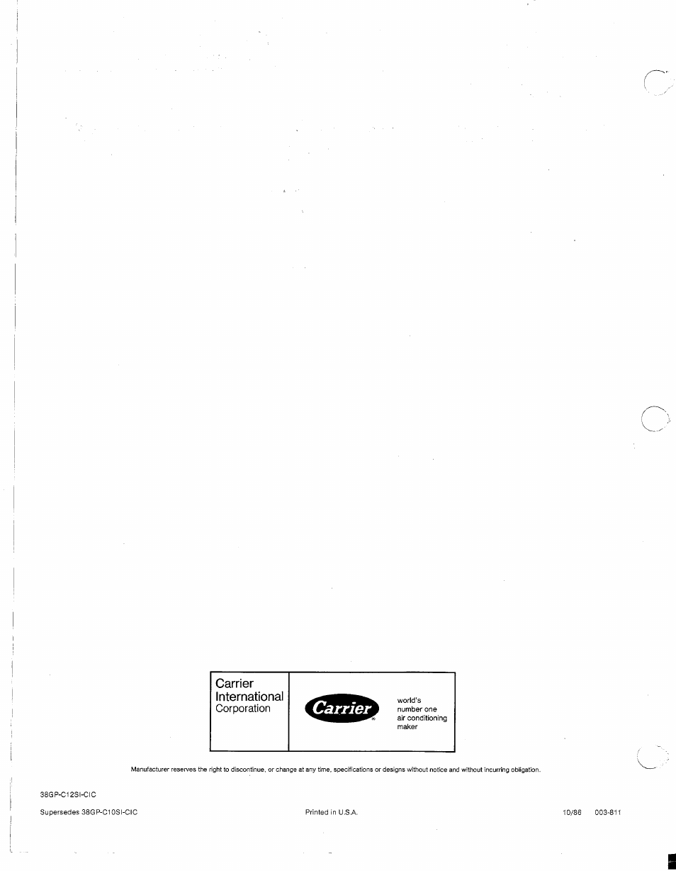 Carrier 38GP User Manual | Page 12 / 12