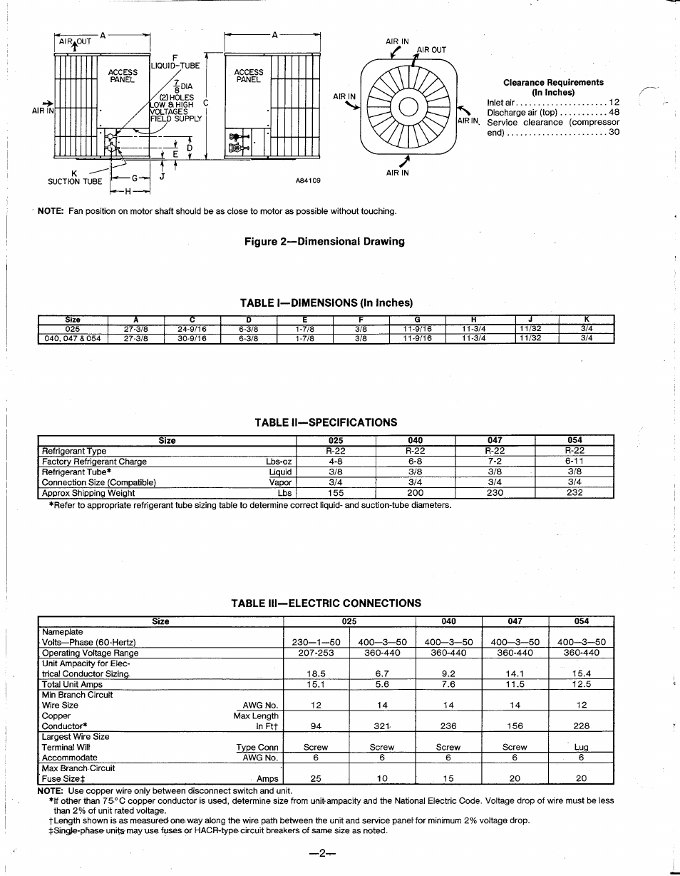 Table ii—specifications, Table iii—electric connections | Carrier 38GP User Manual | Page 2 / 12