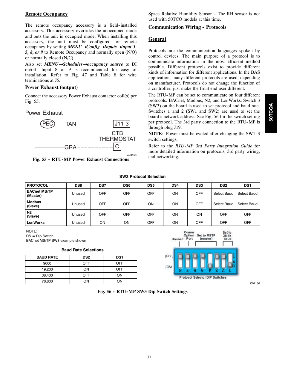 Power exhaust j11-3 c tan gra pec ctb thermostat | Carrier 50TCQA User Manual | Page 31 / 48