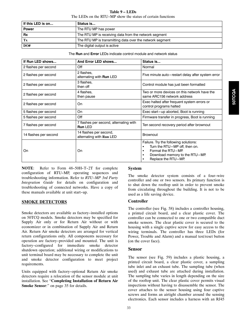 Sensor | Carrier 50TCQA User Manual | Page 33 / 48