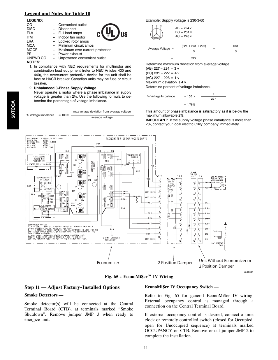 Step 11 — adjust factory--installed options | Carrier 50TCQA User Manual | Page 44 / 48