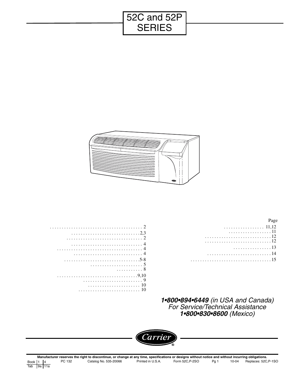 Carrier 52C User Manual | 36 pages