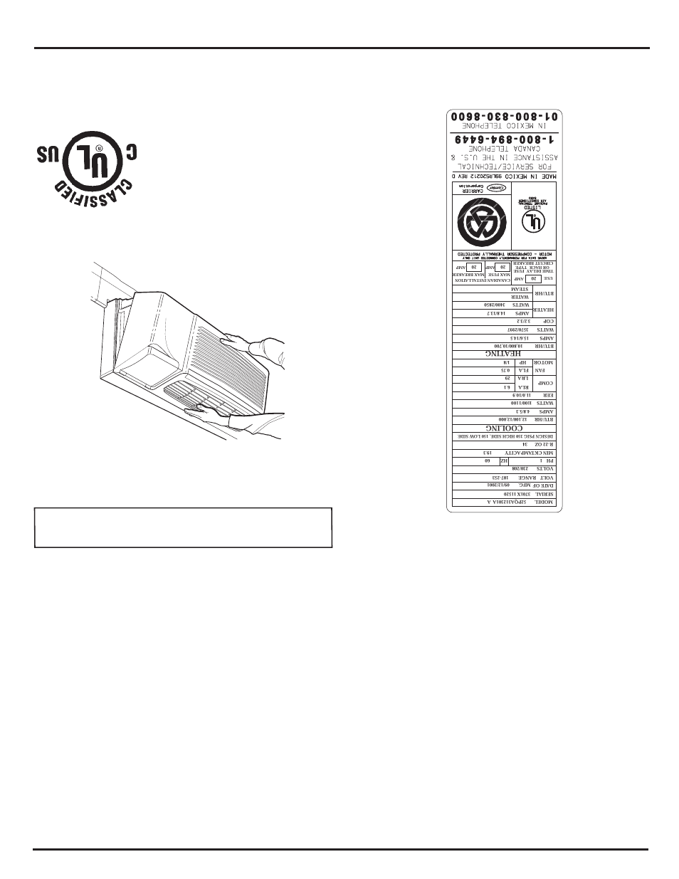 Introduccion, Inspeccion de la unidad, Figura 2 - removiendo el panel frontal | Figura 1 - ejemplo de placa de dat os, Pa nel front al | Carrier 52C User Manual | Page 35 / 36