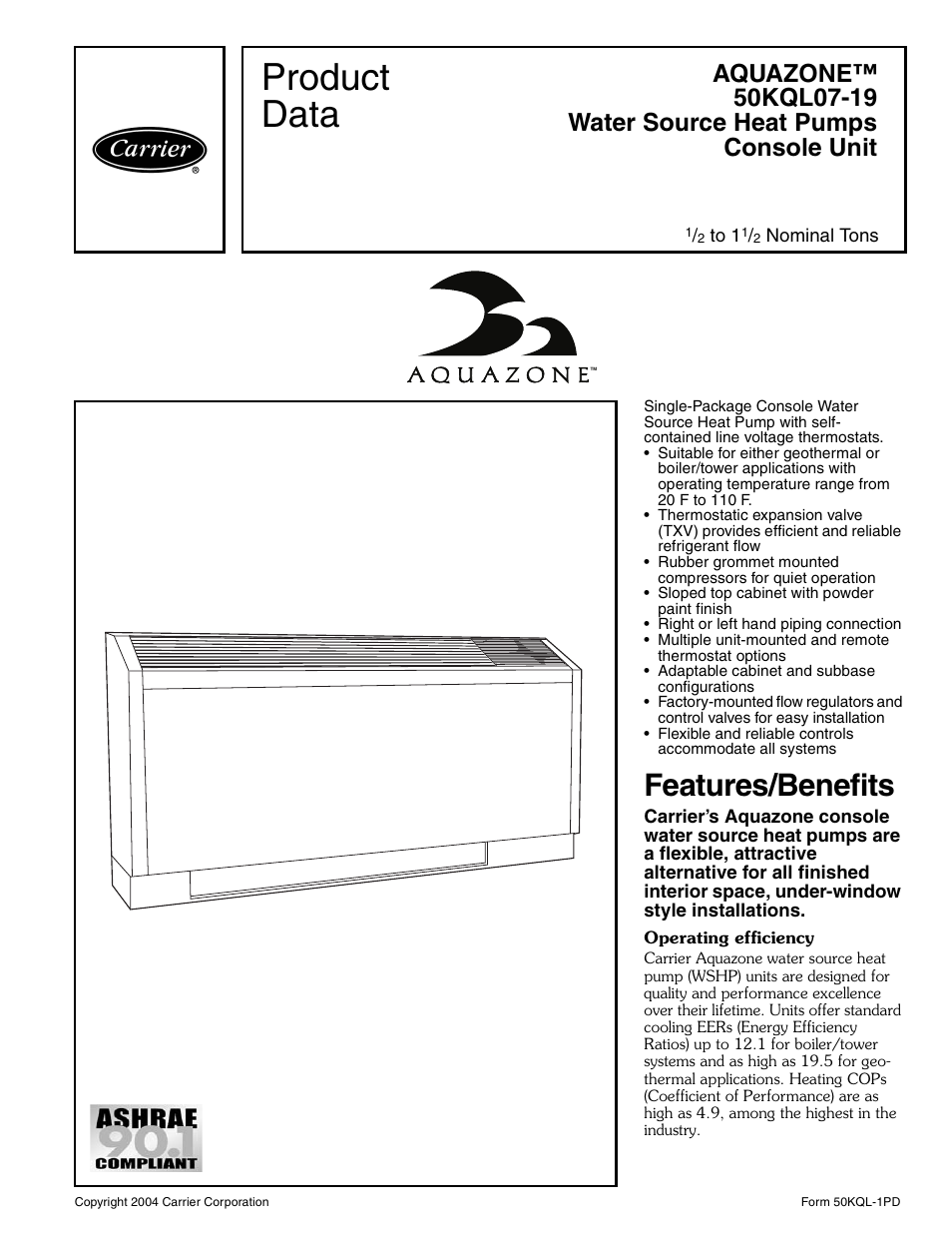 Carrier AQUAZONE 50KQL-1PD User Manual | 36 pages