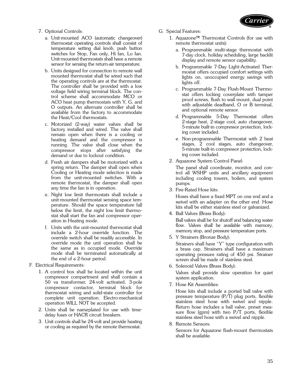 Carrier AQUAZONE 50KQL-1PD User Manual | Page 35 / 36