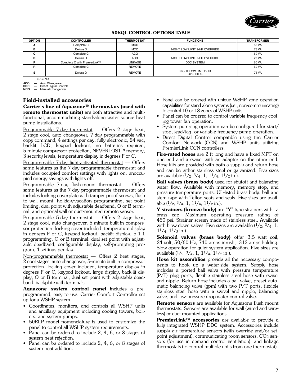 Field-installed accessories | Carrier AQUAZONE 50KQL-1PD User Manual | Page 7 / 36