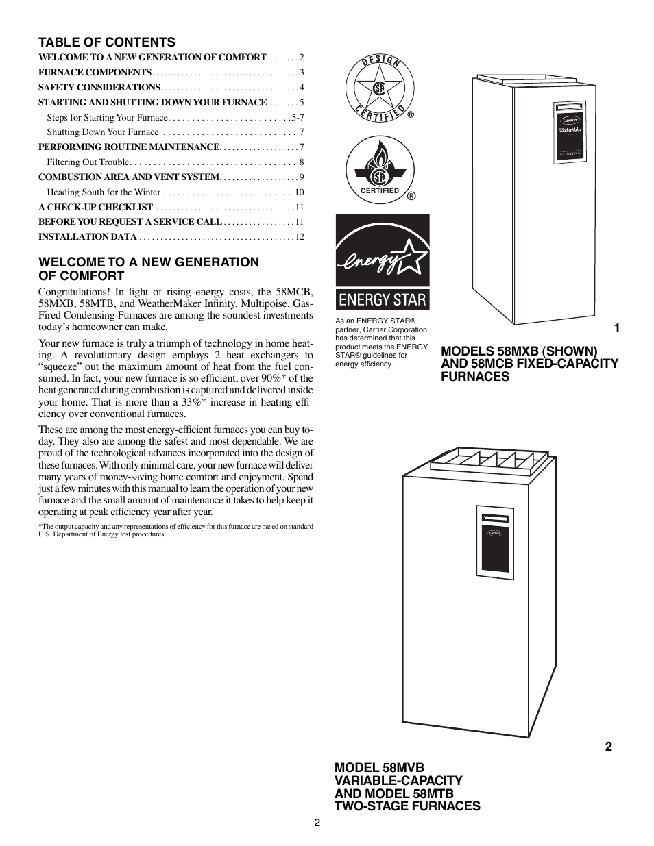 Carrier 58MVB User Manual | Page 2 / 12