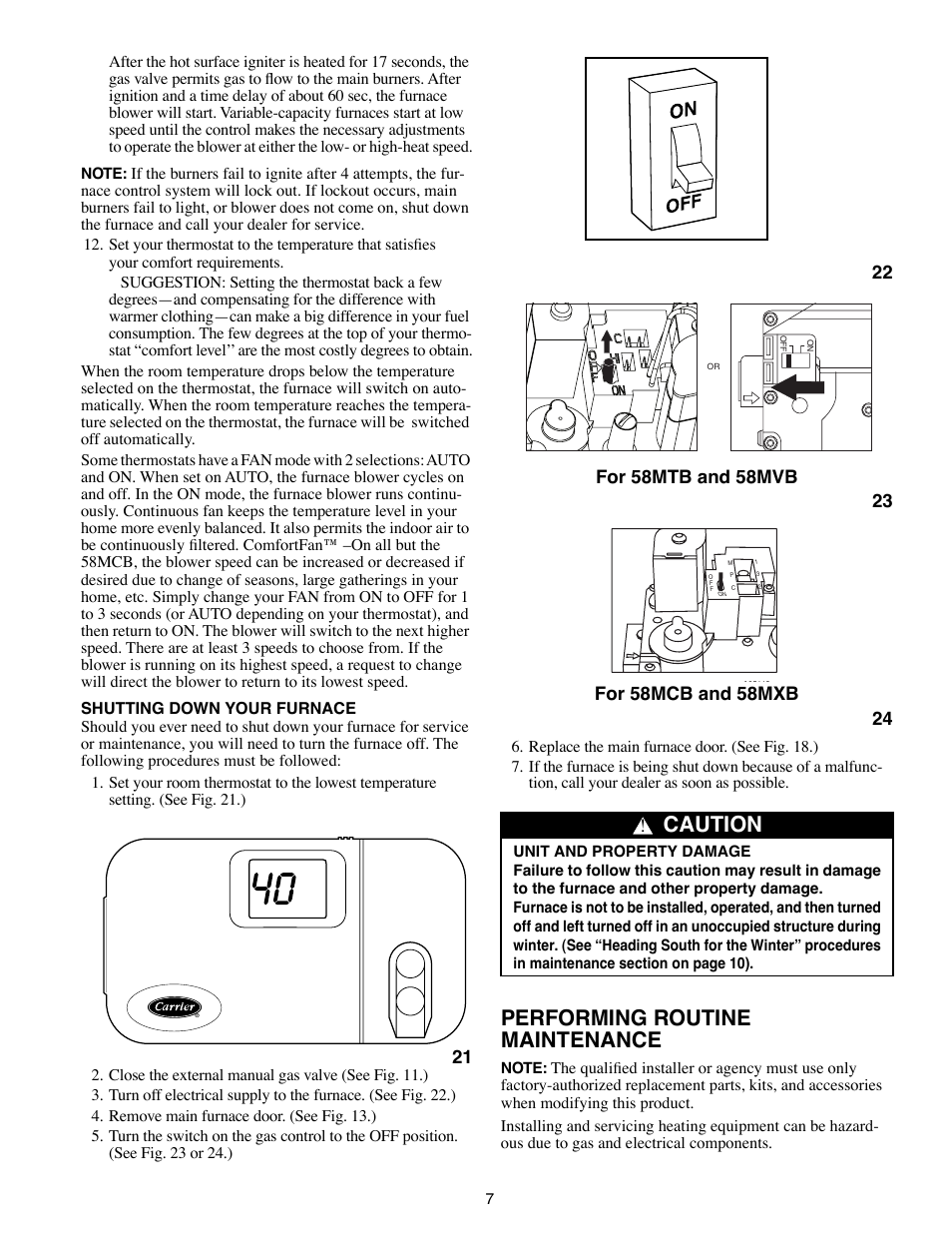 Performing routine maintenance, Caution | Carrier 58MVB User Manual | Page 7 / 12