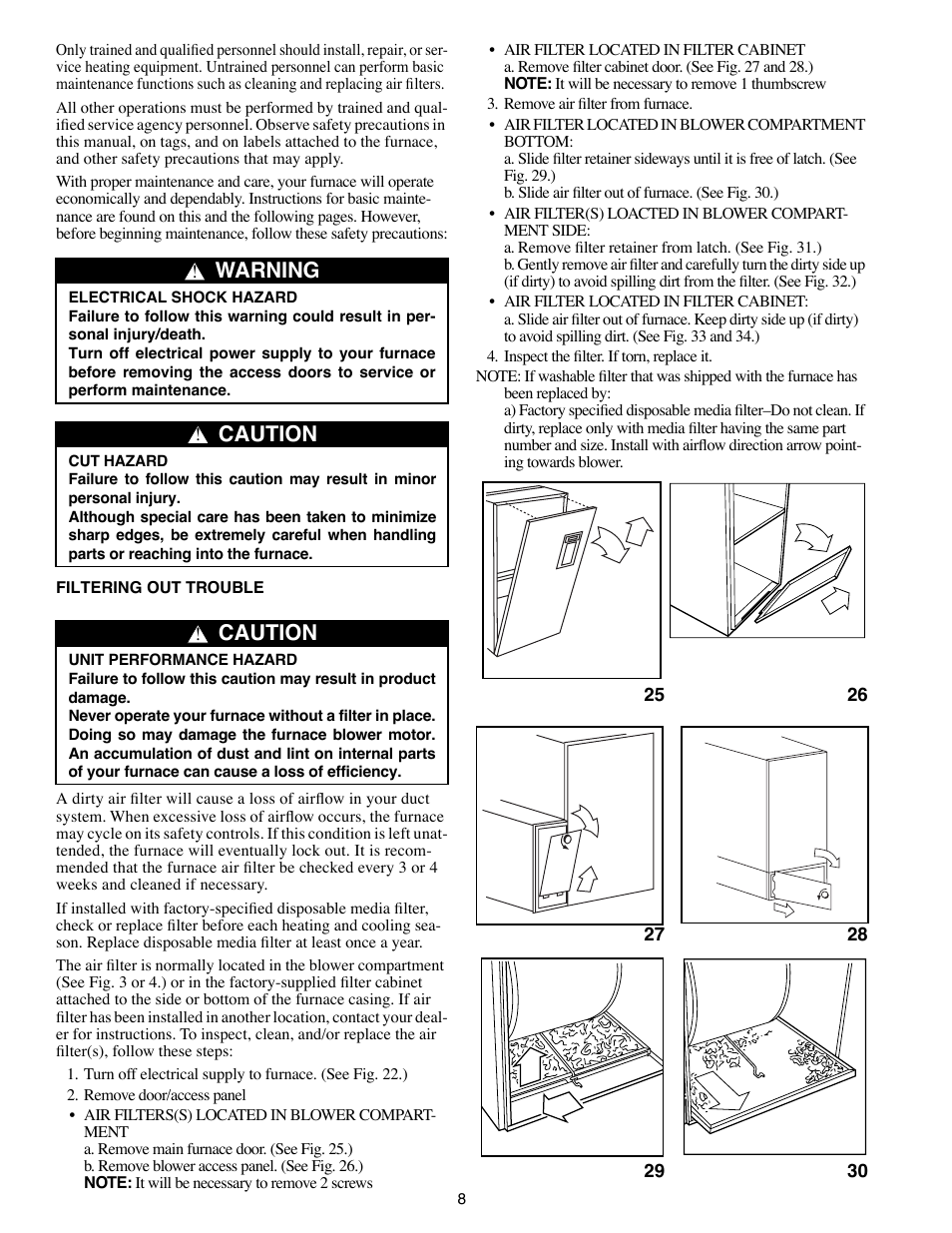 Warning, Caution | Carrier 58MVB User Manual | Page 8 / 12