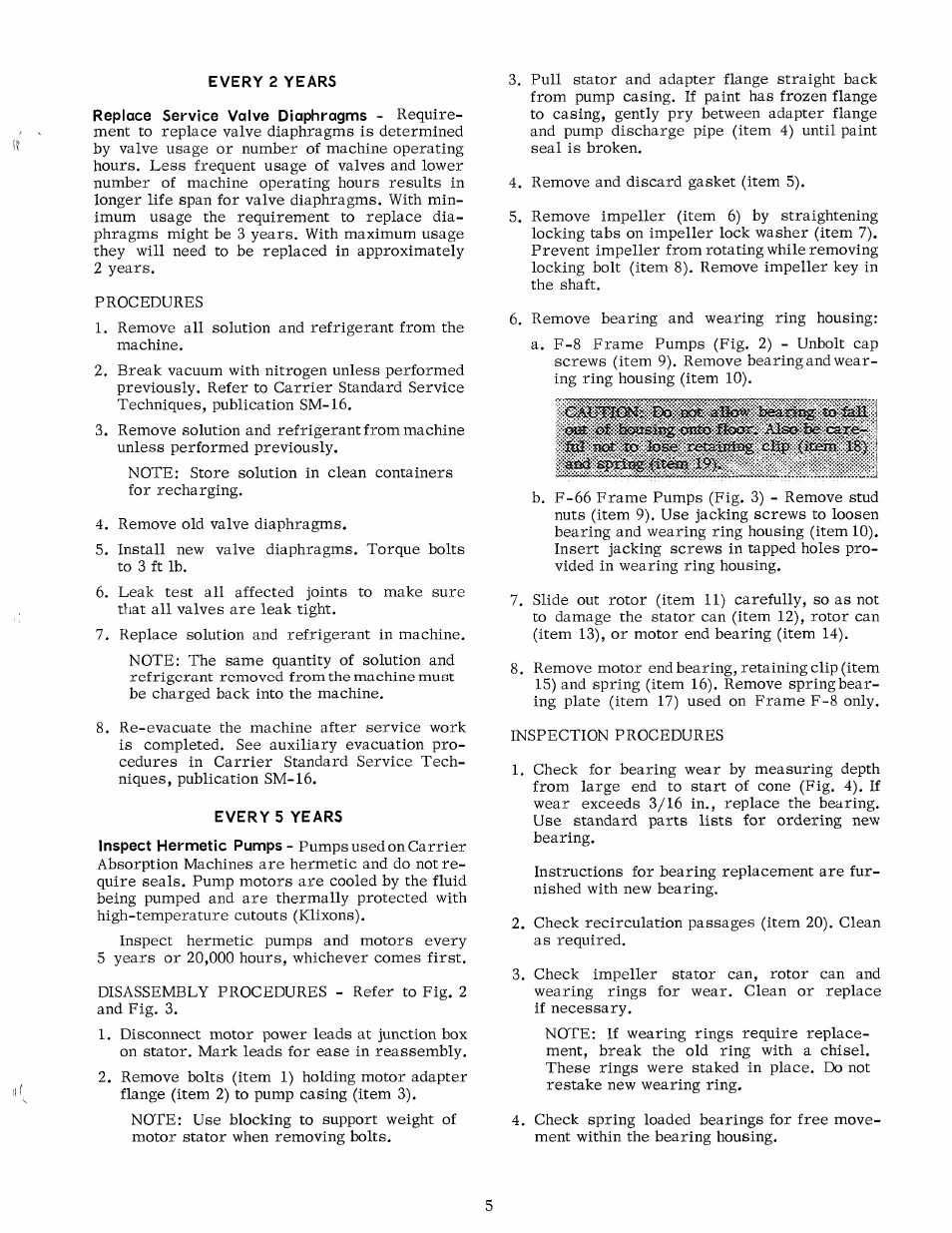 Every 2 years, Every 5 years | Carrier 16JA User Manual | Page 5 / 12