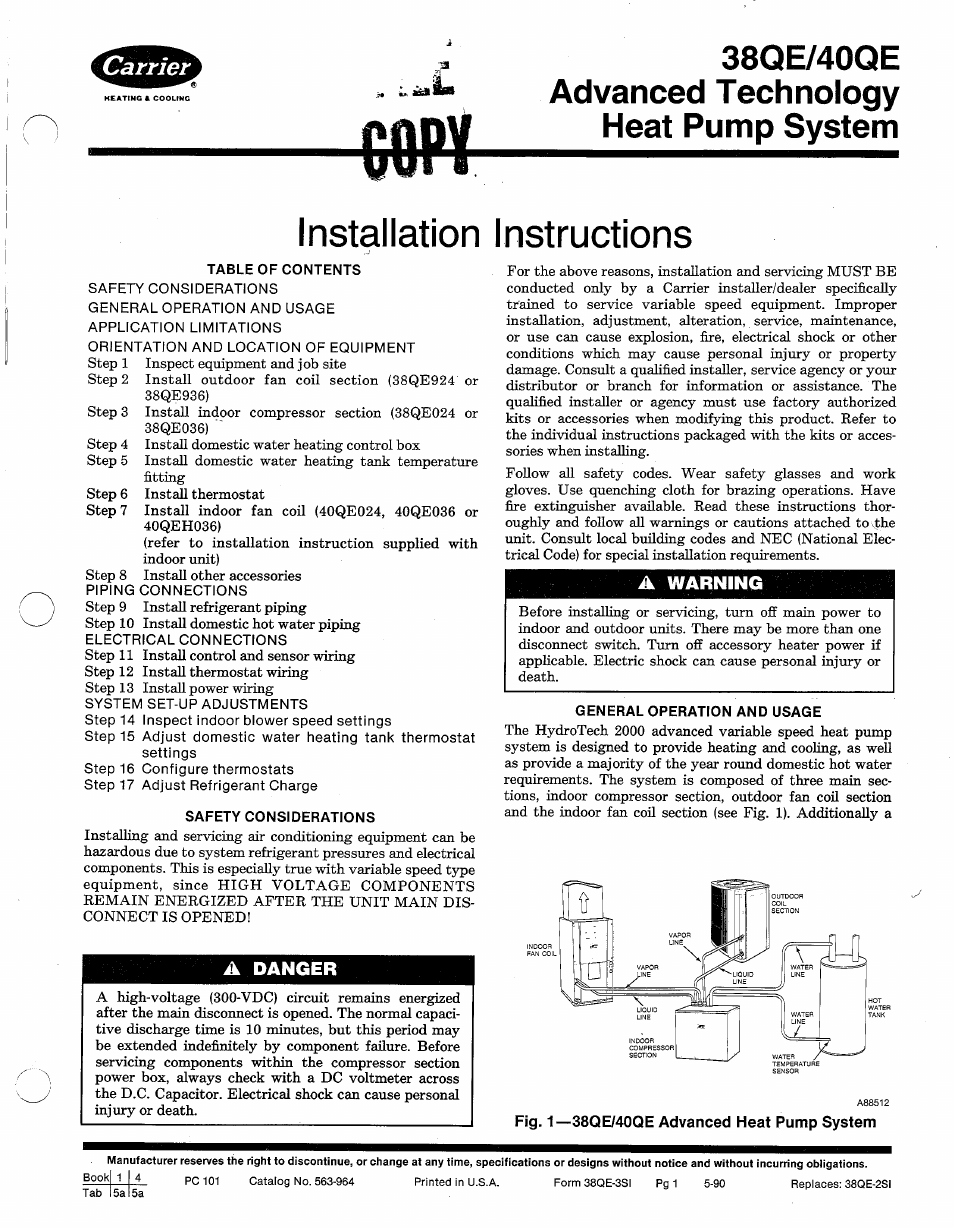 Carrier 38QE User Manual | 14 pages