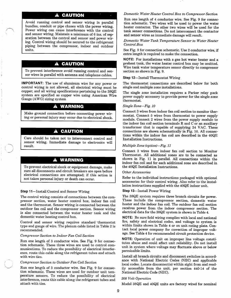 A caution | Carrier 38QE User Manual | Page 9 / 14