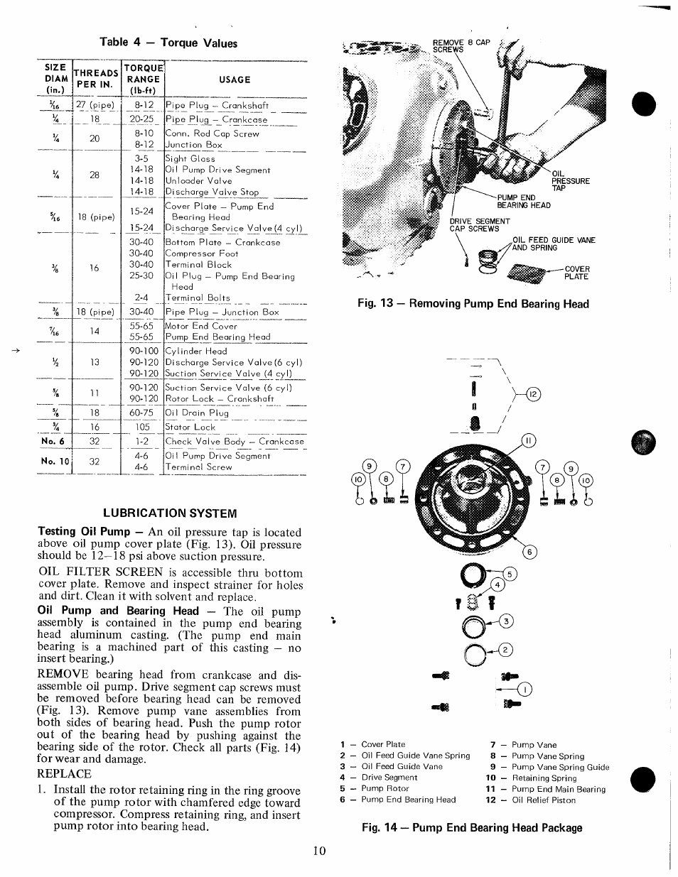 Lubrication system, Fig. 14 — pump end bearing head package | Carrier 06E User Manual | Page 10 / 16