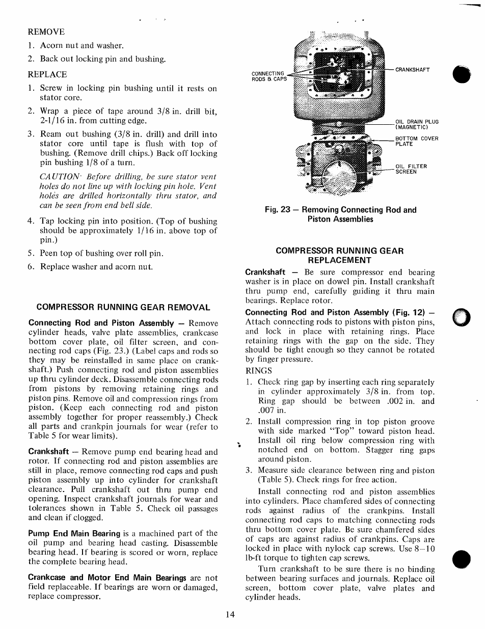 Compressor running gear removal, Compressor running gear replacement | Carrier 06E User Manual | Page 14 / 16