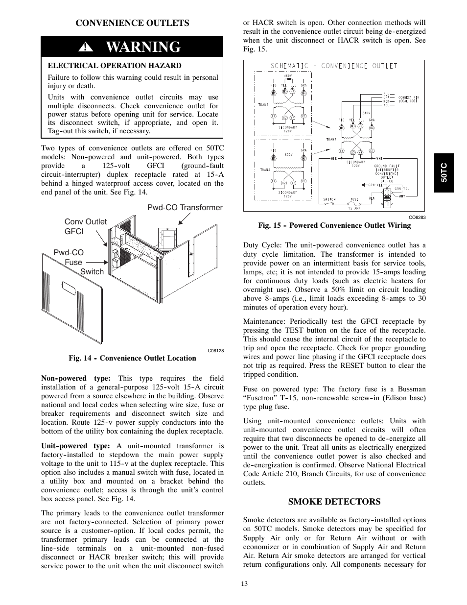 Warning | Carrier 50TCA04-A07 User Manual | Page 13 / 73