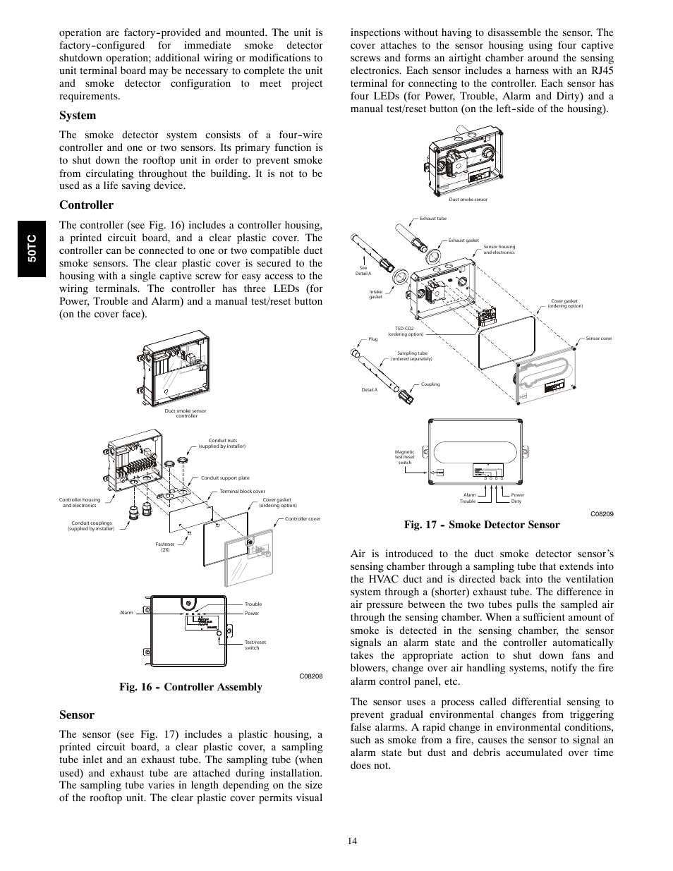 System, Controller, Sensor | Fig. 16 -- controller assembly | Carrier 50TCA04-A07 User Manual | Page 14 / 73