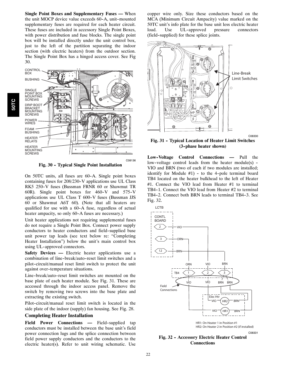 Completing heater installation | Carrier 50TCA04-A07 User Manual | Page 22 / 73