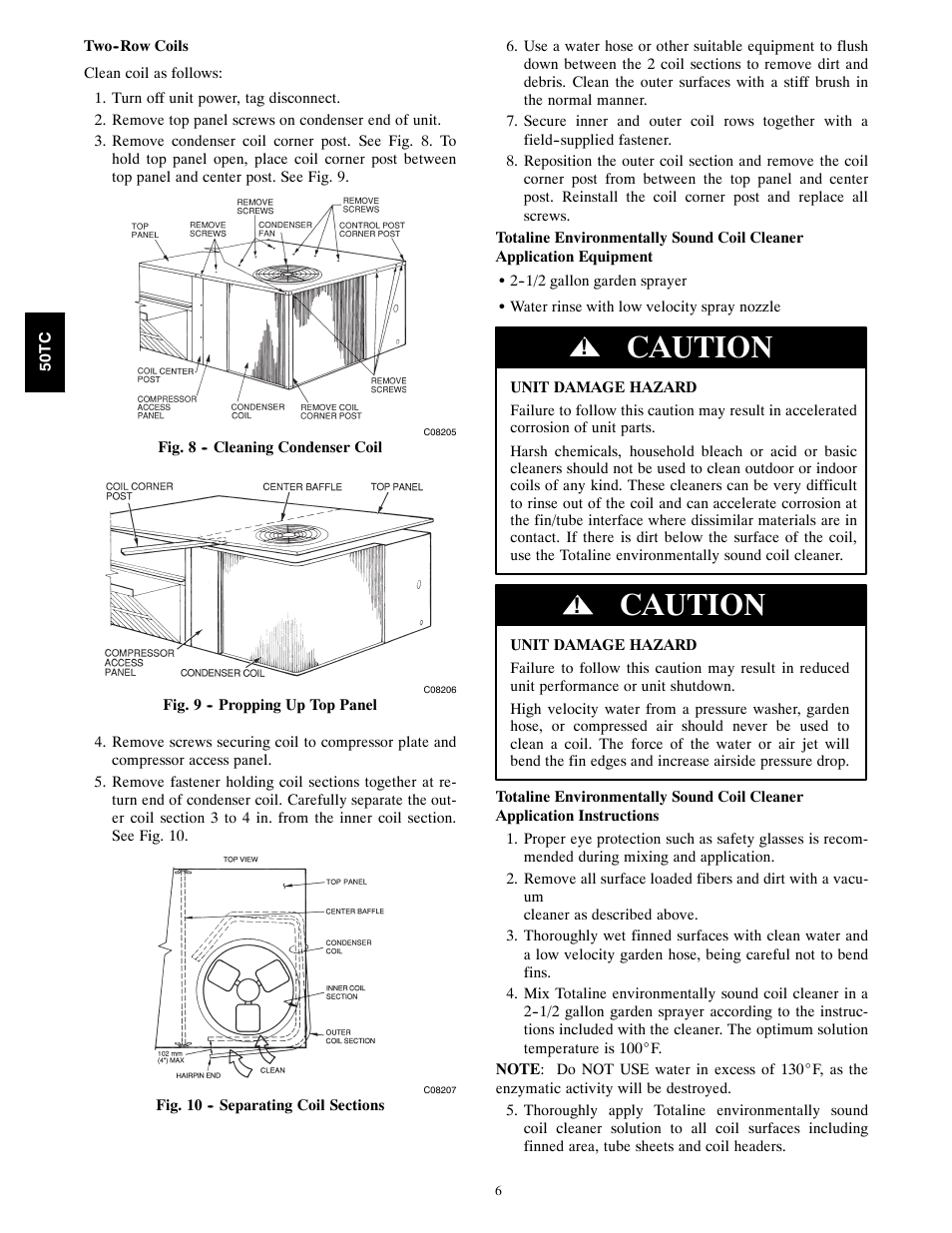 Caution | Carrier 50TCA04-A07 User Manual | Page 6 / 73