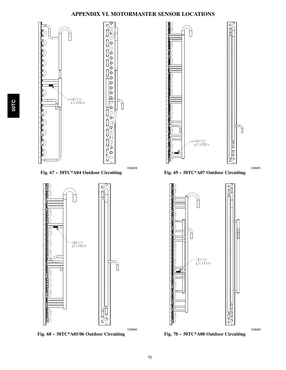 Appendix vi. motormaster sensor locations | Carrier 50TCA04-A07 User Manual | Page 70 / 73