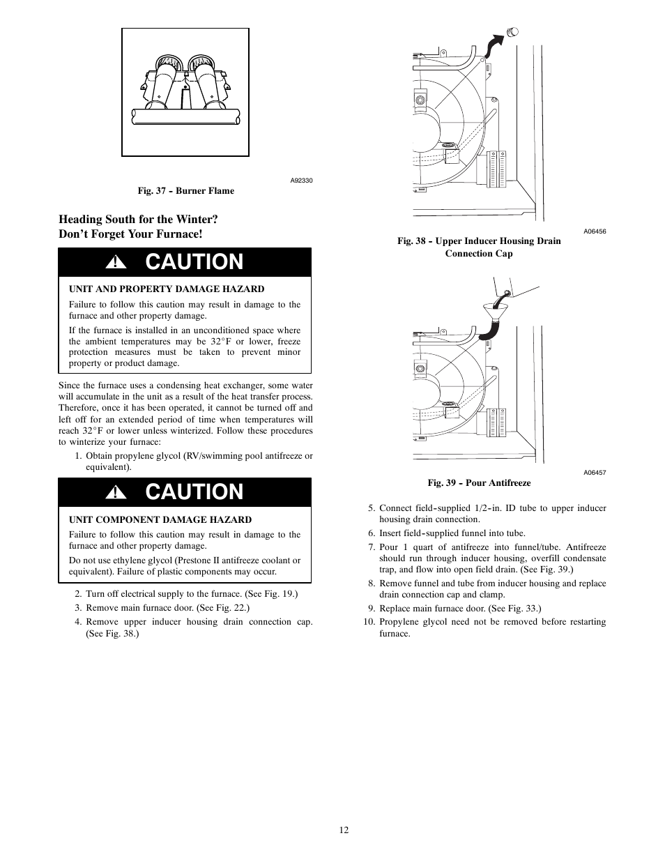 Caution | Carrier 58UVB User Manual | Page 12 / 14