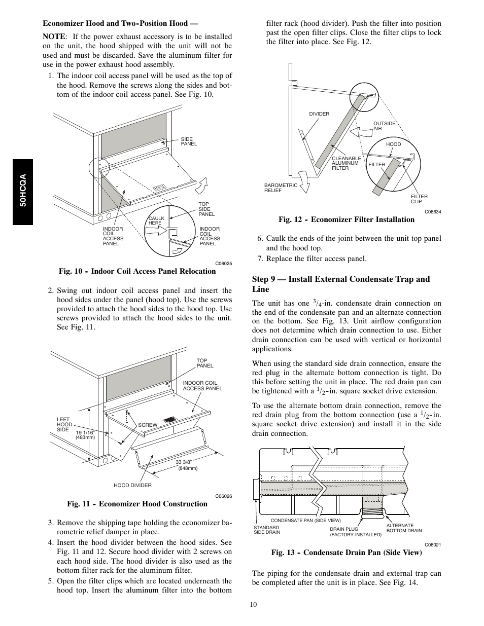 Step 9 — install external condensate trap and line | Carrier 50HCQA User Manual | Page 10 / 44
