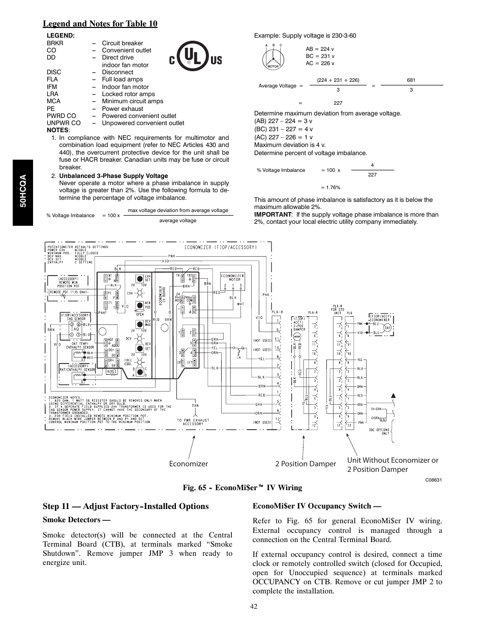 Step 11 — adjust factory--installed options | Carrier 50HCQA User Manual | Page 42 / 44