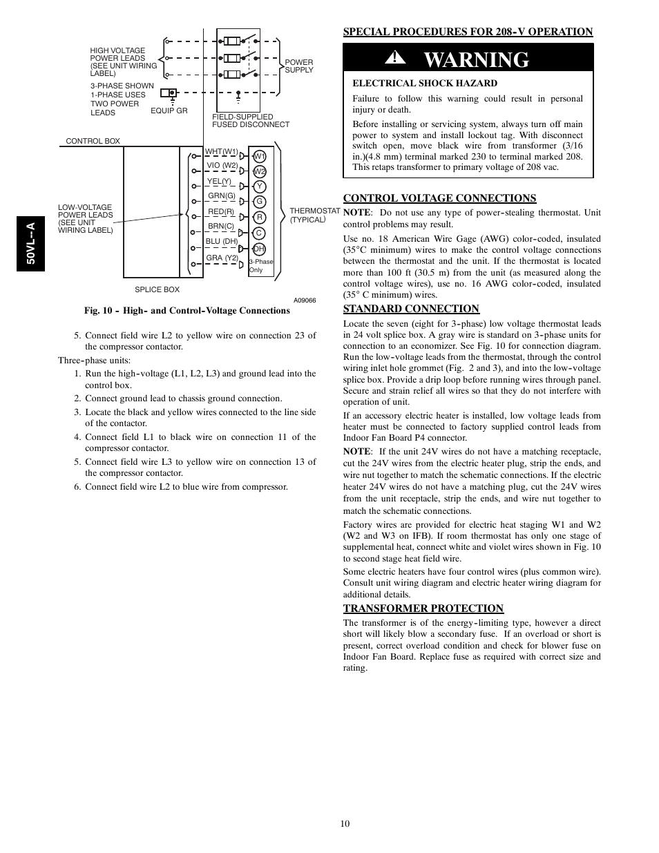 Warning | Carrier 50VL---A User Manual | Page 10 / 30