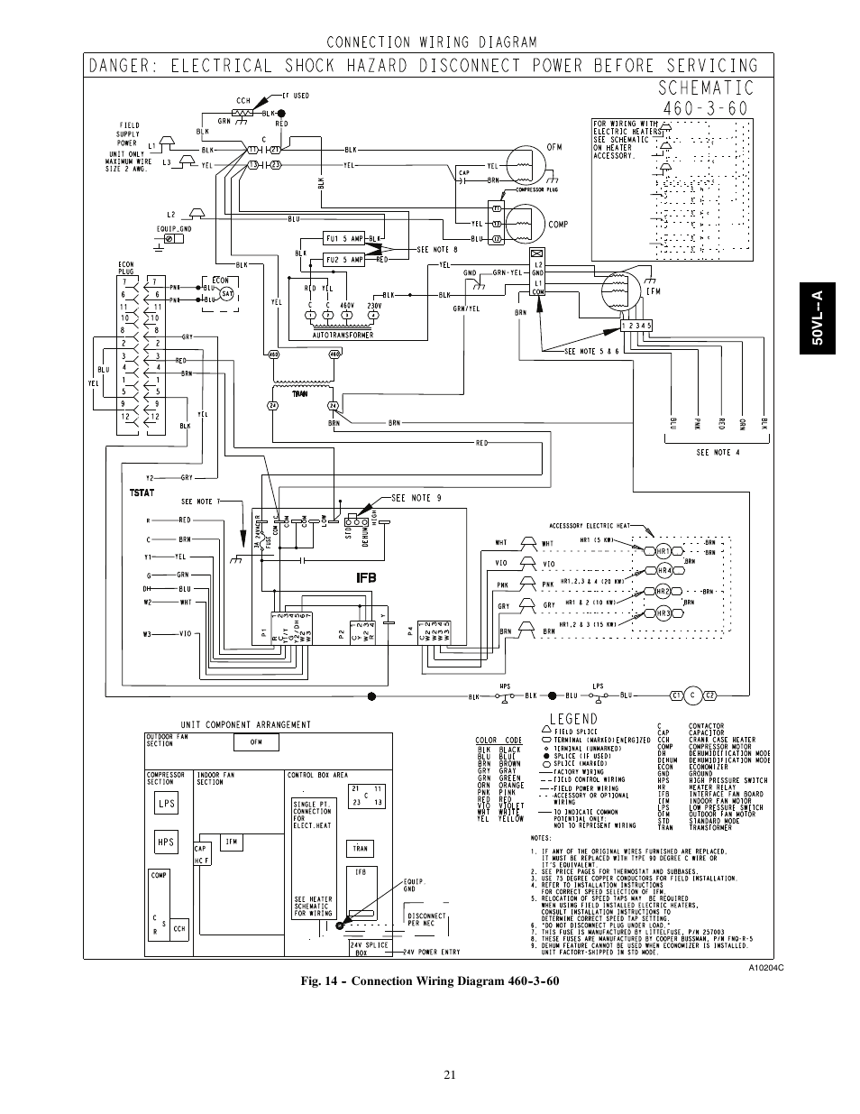 Connection wiring diagram, 50v l -- a, Legend | Carrier 50VL---A User Manual | Page 21 / 30