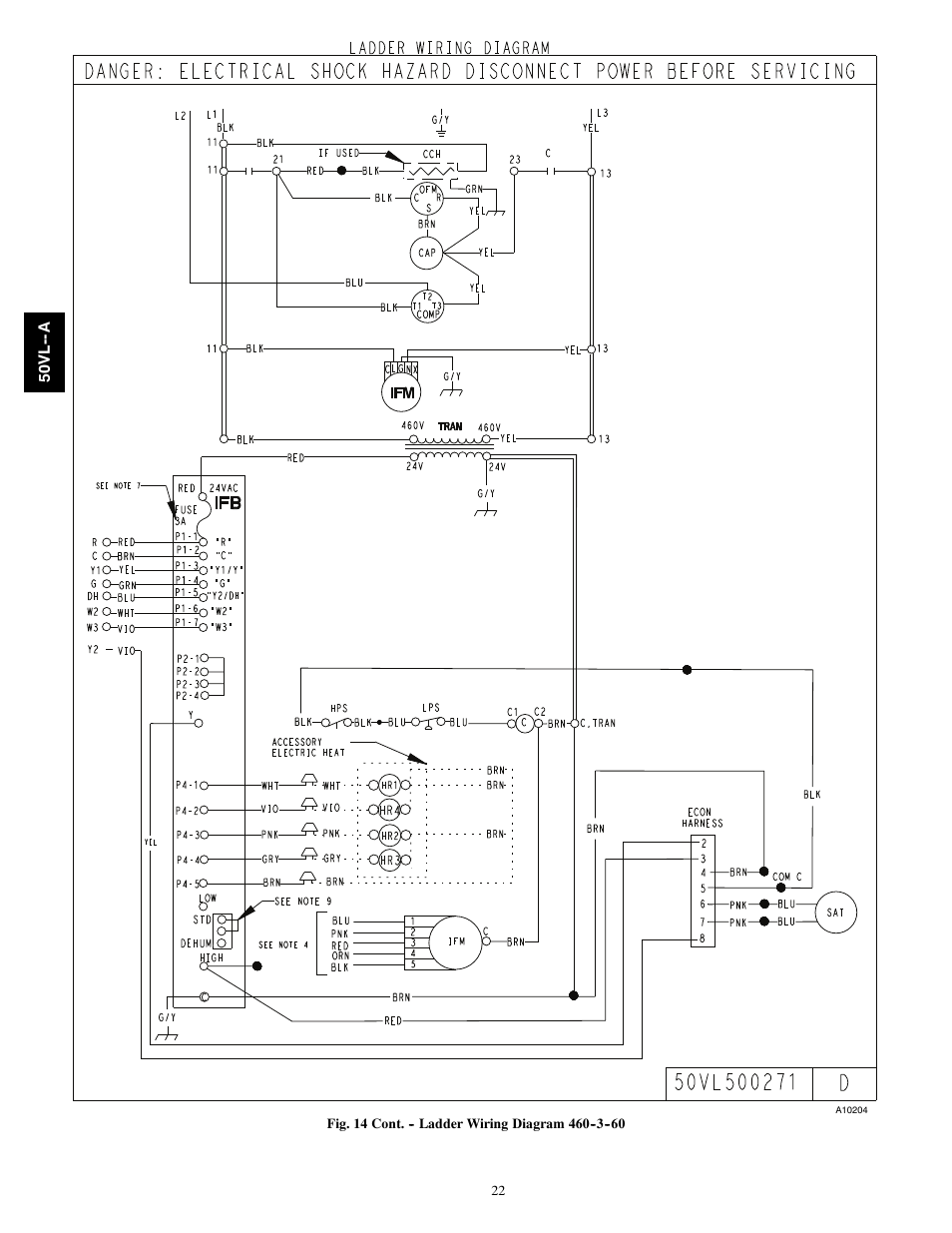 Ladder wiring diagram, 50v l -- a | Carrier 50VL---A User Manual | Page 22 / 30